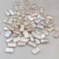 No Hole Cultured Freshwater Pearl Beads, Rectangle, natural & DIY, white, 8-15mm 