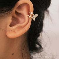 Eisen Ohrring Clip, Schmetterling, Modeschmuck & für Frau, Goldfarbe, 14x76mm, verkauft von PC