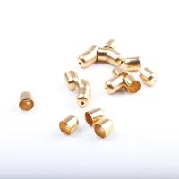 Brass End Cap, Round, plated, DIY, golden, 6*7mm 