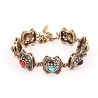 Zinc Alloy Rhinestone Bracelets, with Gemstone, antique brass color plated, for woman & with rhinestone Approx 7.48 Inch 