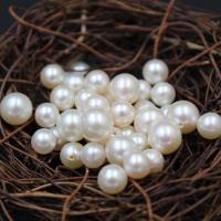 Half Drilled Cultured Freshwater Pearl Beads, Round, natural & DIY, white, 2-8mm 