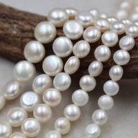 Button Cultured Freshwater Pearl Beads, DIY white, 6-7mm 