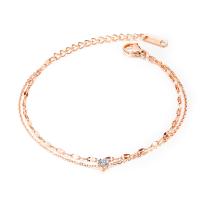 Stainless Steel Anklets Jewelry, plated, fashion jewelry & for woman & with cubic zirconia 