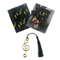 Iron Bookmark, with Polyester, Music Note, plated, dyed & hollow, black 