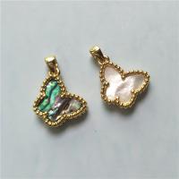 Zinc Alloy Shell Pendants, with Zinc Alloy, Butterfly, gold color plated, DIY 