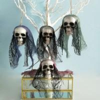 PE Foam Skull Decoration, with Lace, half handmade, Halloween Jewelry Gift 70*80*110*360mm 
