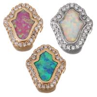 Cubic Zirconia Micro Pave Brass Beads, with Opal, plated, micro pave cubic zirconia Approx 2mm 