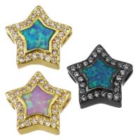 Cubic Zirconia Micro Pave Brass Beads, with Opal, Star, plated, micro pave cubic zirconia Approx 2mm 