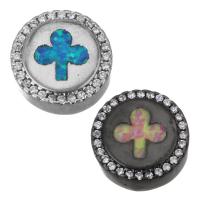 Cubic Zirconia Micro Pave Brass Beads, with Opal, Round, plated, micro pave cubic zirconia Approx 2mm 