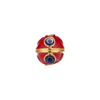 Enamel Zinc Alloy Beads, Round, silver color plated, red, 8.8mm Approx 1.2mm 