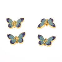 Enamel Zinc Alloy Beads, Butterfly, gold color plated Approx 1.8mm 