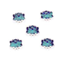 Enamel Zinc Alloy Beads, Flower, silver color plated, blue Approx 1.5mm 