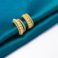 Brass Clip Earring, plated & micro pave cubic zirconia & for woman 