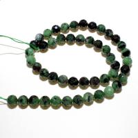 Ruby in Zoisite Beads, Round, natural, DIY & faceted, deep green, 8mm 