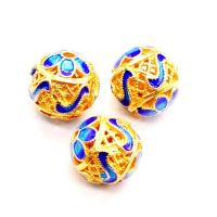 Cloisonne Hollow Beads, Brass, gold color plated, DIY & enamel, gold 