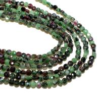 Ruby in Zoisite Beads, Round, natural, DIY & faceted, deep green, 4mm, Approx 