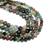 Perle agate indienne naturelle , Plat rond, DIY & facettes, couleurs mélangées, 4mm Vendu par brin