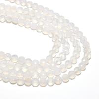 Natürliche Weiße Achat Perlen, Weißer Achat, flache Runde, DIY & facettierte, weiß, 4mm, 90PCs/Strang, verkauft von Strang