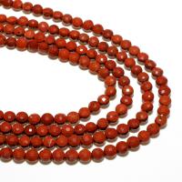 Rote Jaspis Perle, Roter Jaspis, flache Runde, natürlich, DIY & facettierte, rot, 4mm, 90PCs/Strang, verkauft von Strang