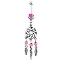 Zinc Alloy Belly Ring, with Cubic Zirconia, fashion jewelry & Unisex 