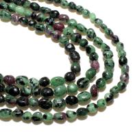 Ruby in Zoisite Beads, Flat Round, natural, DIY, green, 6*8mm, Approx 