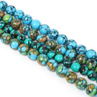 Synthetische Türkis Perlen, rund, poliert, verschiedene Größen vorhanden, keine, Länge:ca. 15 ZollInch, verkauft von Strang