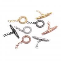 Brass Toggle Clasp, plated, micro pave cubic zirconia 