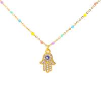 Cubic Zircon Micro Pave Brass Necklace, with stainless steel chain, with 1.96 inch extender chain, plated, micro pave cubic zirconia & for woman & enamel Approx 19.68 Inch 