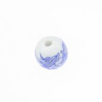 Kunstdruck Porzellan Perlen, rund, plattiert, DIY, keine, 10.5*9mm, Bohrung:ca. 3mm, 10PCs/Tasche, verkauft von Tasche