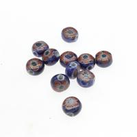 Kunstdruck Porzellan Perlen, rund, plattiert, DIY, keine, 12*8mm, Bohrung:ca. 2mm, 10PCs/Tasche, verkauft von Tasche