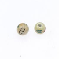 Kunstdruck Porzellan Perlen, rund, plattiert, DIY, keine, 12*12.5mm, Bohrung:ca. 3mm, 10PCs/Tasche, verkauft von Tasche