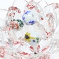 Kunstdruck Porzellan Perlen, rund, plattiert, DIY, keine, 12*13.5mm, Bohrung:ca. 3mm, 10PCs/Tasche, verkauft von Tasche