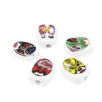Printing Porcelain Beads, Flat Round, plated & DIY 23*27.5*12mm Approx 5mm 
