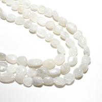 Natürliche Weiße Achat Perlen, Weißer Achat, Ellipse, DIY, weiß, 6-8mm, ca. 48PCs/Strang, verkauft von Strang