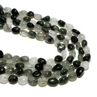 Rutilquarz Perlen, Rutilated Quarz, Ellipse, natürlich, DIY, grün, 8-10mm, ca. 36PCs/Strang, verkauft von Strang