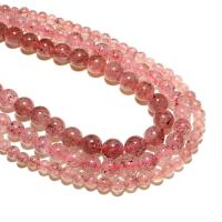 Strawberry Quartz Beads, Round, natural, DIY, pink 