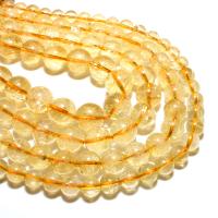 Natural Citrine Beads, Round, DIY, yellow 