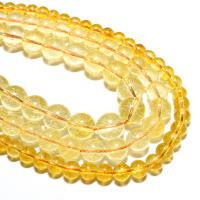 Natural Citrine Beads, Round, DIY, yellow 