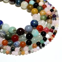 Смешанные бусы с драгоценными камнями, Многоцветный камень, Круглая, натуральный, DIY, разноцветный, продается Strand