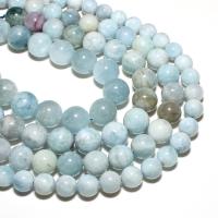 Perles aigue-marine, Rond, naturel, DIY, bleu ciel, Vendu par brin