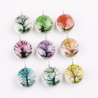 Inner Flower Lampwork Pendants, with Glass, Round, DIY, mixed colors 