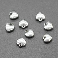Stainless Steel Heart Pendants, plated, DIY, silver color, 8*9*4mm Approx 0.5mm 