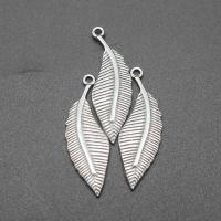 Stainless Steel Leaf Pendant, plated, DIY, silver color, 11*35*2mm Approx 1.5mm 