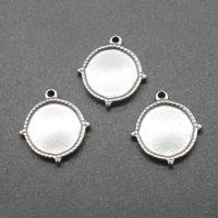 Stainless Steel Pendant Setting, Round, plated, DIY, silver color, 16*18*2.5mm Approx 1mm 