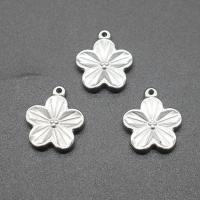 Stainless Steel Flower Pendant, plated, DIY, silver color, 15*18*3mm Approx 1.5mm 