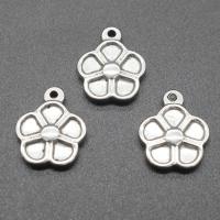 Stainless Steel Flower Pendant, plated, DIY, silver color, 16*19*3mm Approx 1mm 