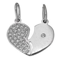 Cubic Zirconia Micro Pave Sterling Silver Pendant, Mixed Material, Heart, plated & micro pave cubic zirconia Approx 