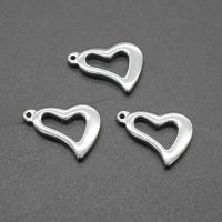 Stainless Steel Heart Pendants, plated, DIY, silver color, 17*22*3mm Approx 1mm 