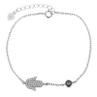 Cubic Zirconia Micro Pave Sterling Silver Bracelet, Mixed Material, with 1 inch extender chain, plated & micro pave cubic zirconia & enamel 1.5mm Approx 6.5 Inch 