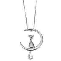 Sterling Silver Jewelry Necklace, Mixed Material, with 2 inch extender chain, Cat, plated & for woman 1mm Approx 15 Inch 